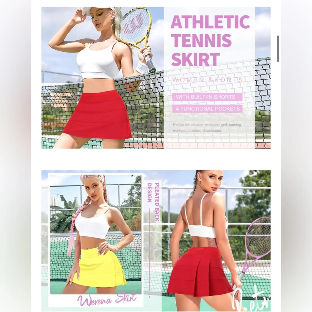 Werena Women's Athletic Pleated Tennis Skirt - Navy Blue - size XXL